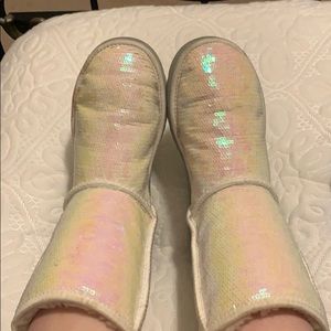 White sparkly “I Do” UGG boots